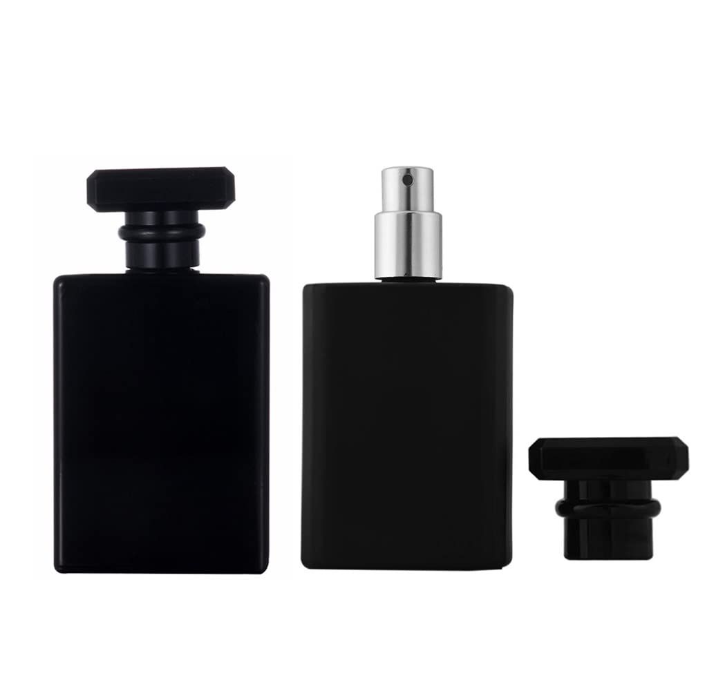 YORROR 2 Pack Black Glass Perfume Atomizer, 100ml Empty Refillable Spray Bottle for Men and Women, Portable Fragrance Fine Mist Dispenser for Travel