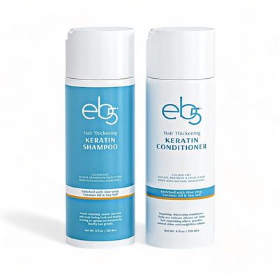 eb5 Keratin Hair Thickening Shampoo Conditioner Made with Natural Ingredients like Aloe Vera, Coconut Oil For Thinning Hair Free of Sulfate Parabens Fragrance Cruelty Free - 8 FlOz(250 Ml)