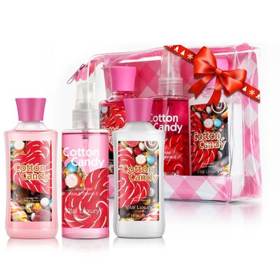 Vital Luxury Cotton Candy Bath Body Travel Kit, 3 Fl Oz, Ideal Skincare Gift Home Spa Set, Includes Shower Gel, Body Lotion and Fragrance Mist, Birthday Mother's Valentine's Day Gifts for Her