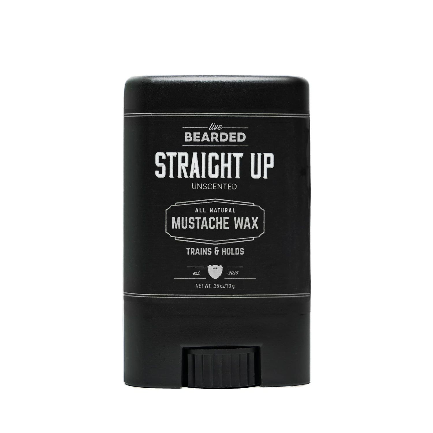 Live Bearded Mustache Wax Stick, 0.35 oz - Made in the USA with All-Natural Ingredients - Medium Hold Stache and Beard Styling for Men Straight Up Unscented - Fragrance-Free