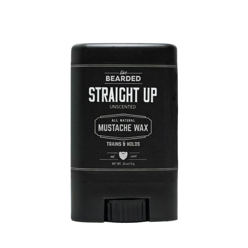Live Bearded Mustache Wax Stick, 0.35 oz - Made in the USA with All-Natural Ingredients - Medium Hold Stache and Beard Styling for Men Straight Up Unscented - Fragrance-Free
