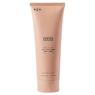 Versed Buff It Out AHA Exfoliating Body Scrub and Mask - Lactic Acid Glycolic Acid Exfoliant - Microfine Pumice Body Exfoliator to Polish and Smooth Bumpy, Dry Skin - Vegan Cruelty-Free (6 oz)