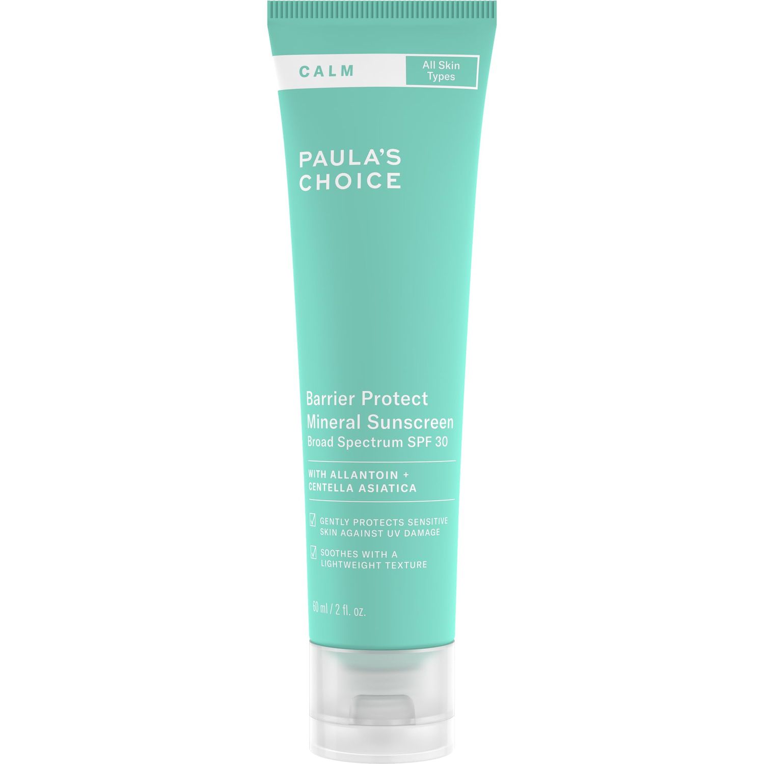 Paulas Choice CALM Barrier Protect Mineral Moisturizer Sunscreen SPF 30 for Sensitive Skin, Soothes Redness, Suitable for Rosacea-Prone Eczema-Prone Skin, Fragrance-Free Paraben-Free, 2 Fl Oz