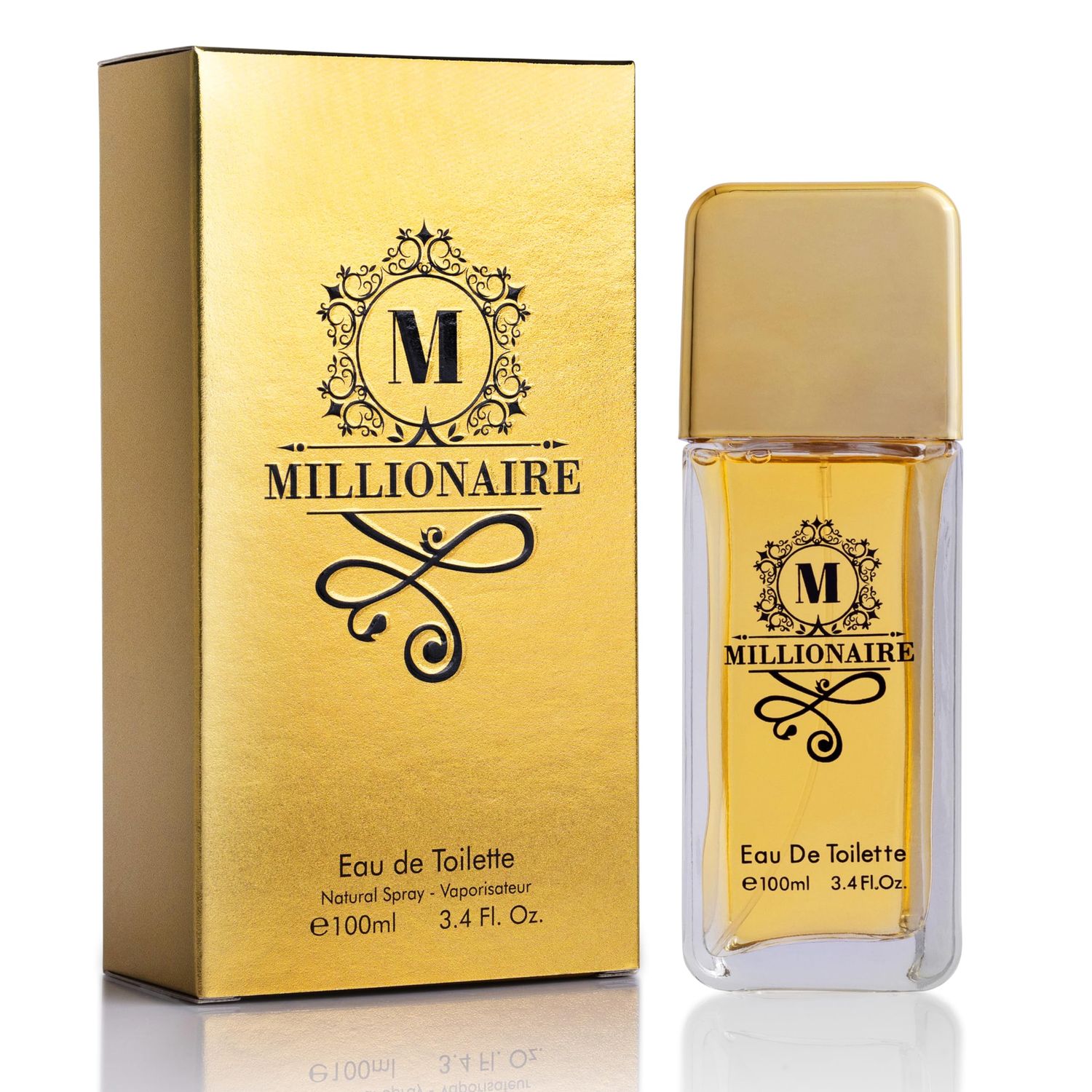 Millionaire Eau De Toilette for Men Citrus, Woody Spicy Blend Top Notes of Orange Grapefruit with Mint - Base Notes of Amber, Leather Patchouli - Vegan Cruelty-Free - Elegant 100ml Bottle