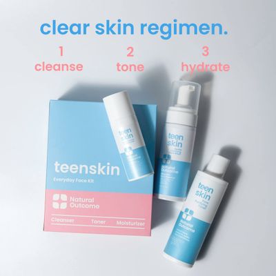 Teen Skin Care Kit 3-Step Acne Face Wash Skin Care Regimen Teen Skin Face Wash, Toner, Moisturizer Perfect for Teens Preteens Kids Looking to Prevent Acne 3 Pc Kit by Natural Outcome