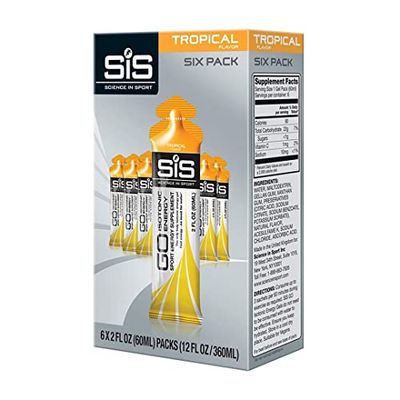 Science in Sport Energy Gel Pack, SIS Isotonic Energy Gel, 22g Fast Acting Carbs, Performance Endurance Gels, Tropical Flavor - 2 Fl Oz (Pack of 6)