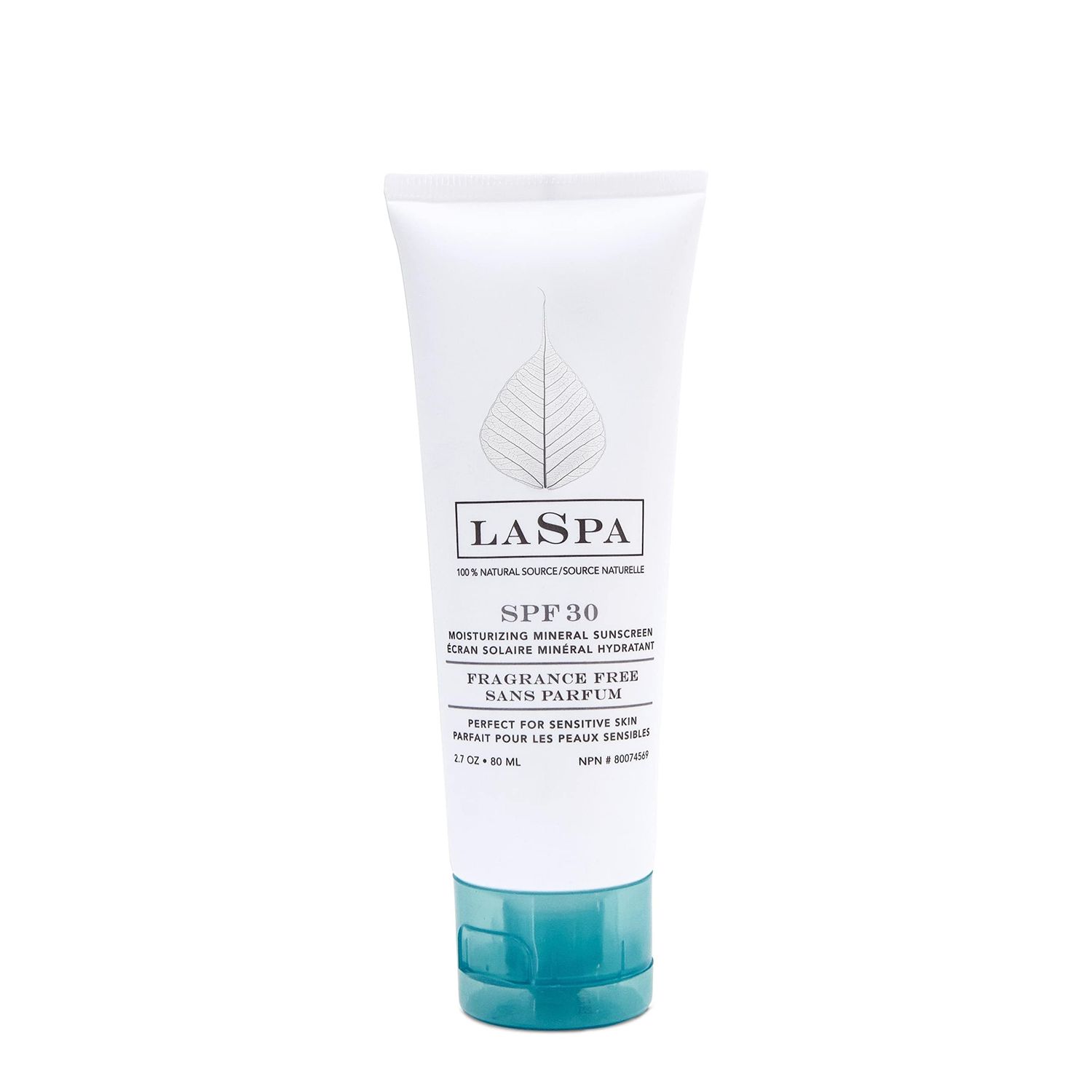 SPF30 Mineral Sunscreen by LASPA Broad Spectrum UVA and UVB Protection Sunscreen for Sensitive Skin Non-Comedogenic Fragrance-Free Hypoallergenic 2.7oz