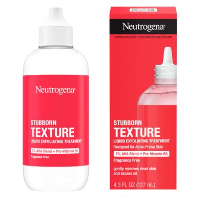 Neutrogena Stubborn Texture Liquid Exfoliant with 7 AHA Blend Pro-Vitamin B5 designed for Acne-Prone Oily Skin, Liquid Face Exfoliator, Oil- Fragrance-Free, 4.3 fl. oz