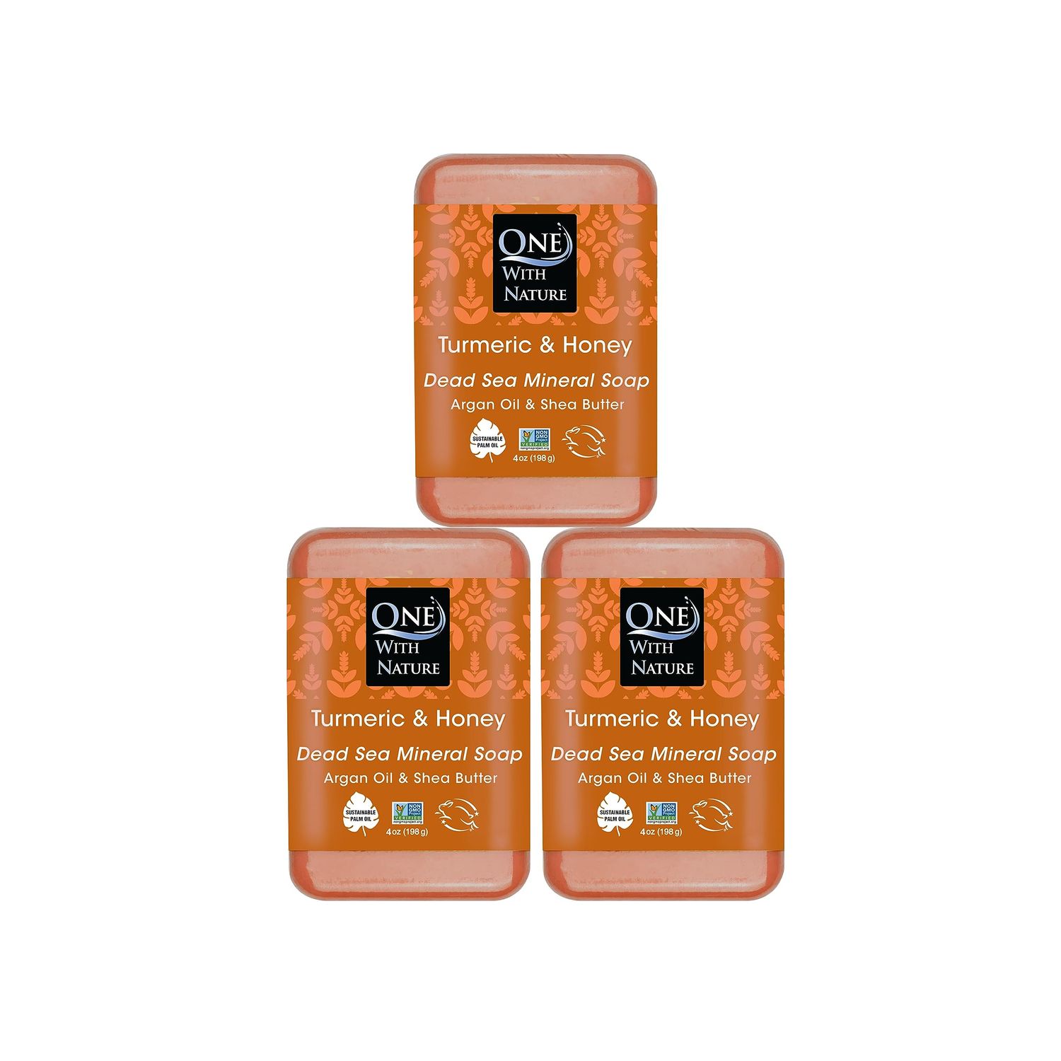 DEAD SEA Salt TURMERIC HONEY SOAP 4oz Bars 3pk, Shea Butter, Argan Oil. For Problem Skin, Skin Detox, Acne Treatment, Eczema, Psoriasis, Anti Aging, Natural Essential Oil Fragrance