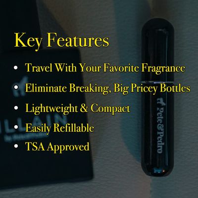 Pete Pedro Cologne Perfume Portable Refillable Travel Bottle Fragrance Atomizer Sprayer For Men Women Mini TSA-Approved Accessory Take Favorite Tool On The Road! As Seen on Shark Tank, 5ml