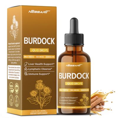 NESSARIT Burdock Liquid Drops - Milk Thistle, Sea Moss, Dandelion - Liver Health, Lymphatic Cleanse, Immune Support - Made in USA - 2.0 fl oz (60ml)