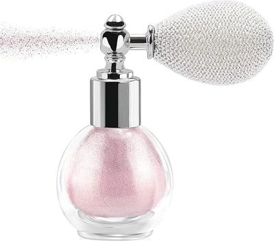 XISJOEM Highlighter Powder Spray Glitter Body Highlighter Spray for Girls Shimmer High Gloss Loose Powder Makeup Mist for Body, Hair, Face and Clothing