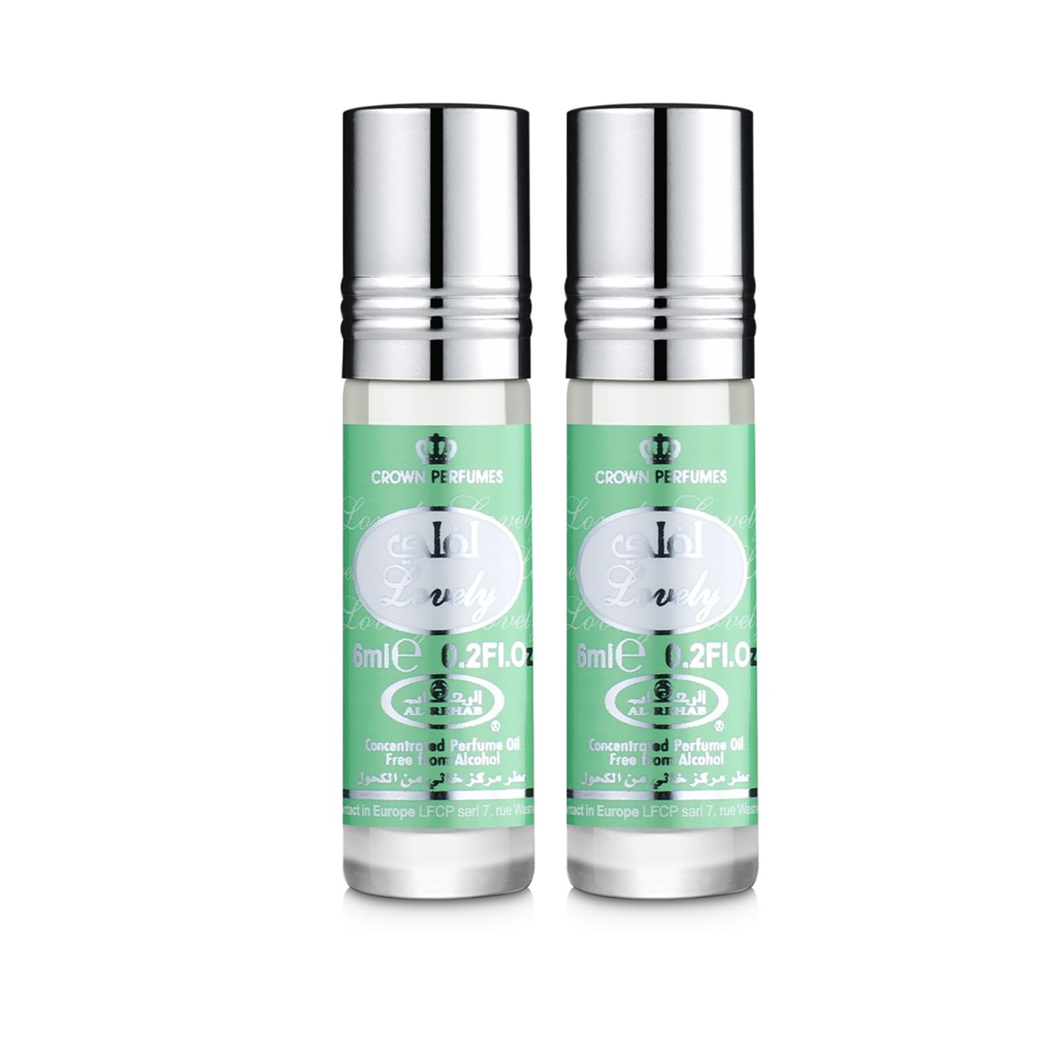 Al Rehab Lovely Concentrated Perfume Rollerball for Unisex 6 Ml0.20 Oz (Pack Of 2)