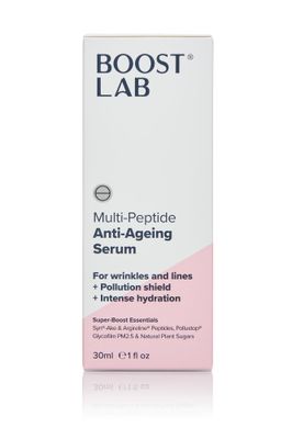 BOOST LAB Multi-Peptide Anti Ageing Serum - For Mens Women - Reduce Wrinkle Facial Lines - Provides Deep and Long-Term Hydration - Paraben Free, Sulphate Free, Fragrance Free - 30 ml (1 fl oz)