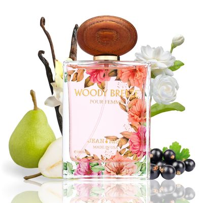 Jean Rish Woody Breeze Eau De Parfum - Perfume for Women (3.4 Fl Oz 100ml) with Black Currant, Iris Praline Notes - Long Lasting and Luxury Fragrance