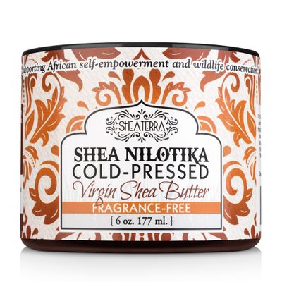 Shea Terra Organics 100 Organic Cold-Pressed Virgin Shea Butter - Fragrance-Free Natural Anti-Aging Daily Skin, Nails Hair Cream to Soften Dry Skin, Reduce Wrinkles Stretch Marks - 6 oz