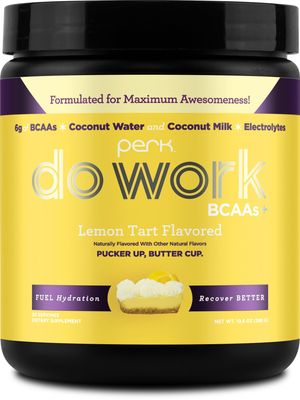Perk BCAAs Hydration Electrolytes Powder (Lemon Tart Flavored, 20 Servings) - with Coconut Water and Coconut Milk