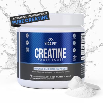 Micronized Creatine Monohydrate Powder, Vegan Creatine Powder Unflavoured, Supplements for Men, Pure Workout Essentials for Women, NSF Certified (150g) (5g Per Serv) (30 Servings) - Vida Fit