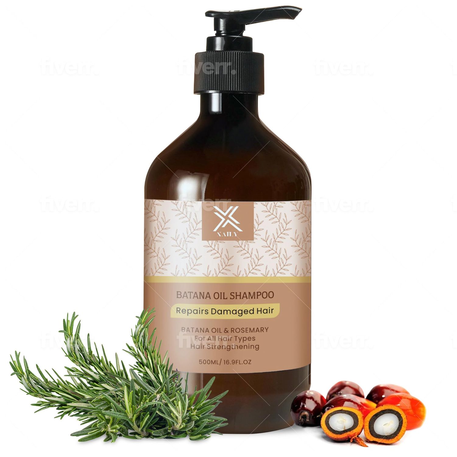 XAILY Batana Oil Shampoo With Rosemary Organic And Natural Ingredients Deep Nourish, Strengthens, Restores Damaged, and Brittle Hair For Women And Men 16.9 oz