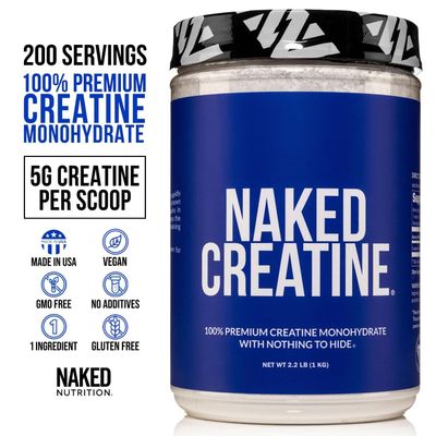 Naked Pure Micronized Creatine Monohydrate - 200 Servings, 1,000g Bulk - Vegan, Non-GMO, Gluten Soy Free - Muscle Building, Strength Training, Gym Fitness Supplement