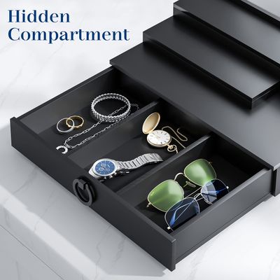 WINKINE Cologne Organizer for Men, Perfume Organizer for Dresser, Acrylic Display Shelf Cologne Stand with Hidden Compartment and Drawer, Cologne Holder Tray Shelf, Fragrance Organizer
