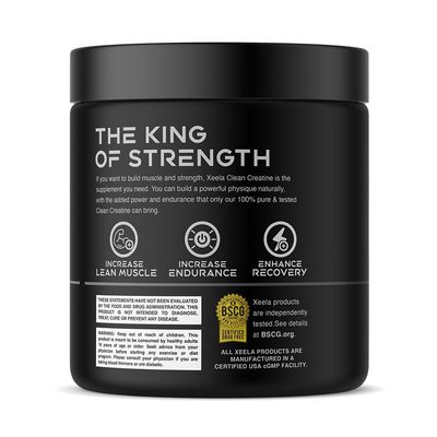 XEELA Creatine for Lean Muscle Gain, All Natural Creatine Powder for Men Women with Creapure, Increase Strength Power, Reduce Recovery Time(Unflavored, 100 Servings)