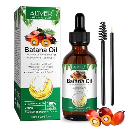 ALIVER Hair Growth Oil - 100 Natural Cold-Pressed Batana Oil, Enhances Radiance, Combats Hair Loss Repairs Damage - 2.02 Fl Oz