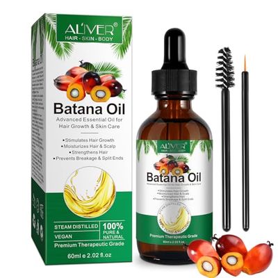 ALIVER Hair Growth Oil - 100 Natural Cold-Pressed Batana Oil, Enhances Radiance, Combats Hair Loss Repairs Damage - 2.02 Fl Oz