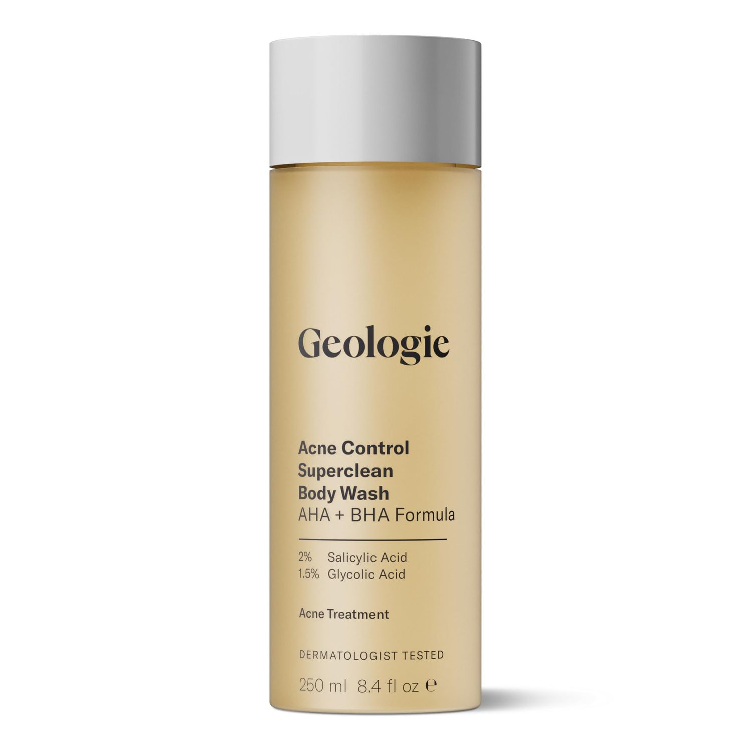 Geologie Acne Control Body Wash Exfoliating AHA BHA Cleanser for Men Women Reduces Bacne Body Breakouts Salicylic Acid Glycolic Acid 8.4 Fl Oz