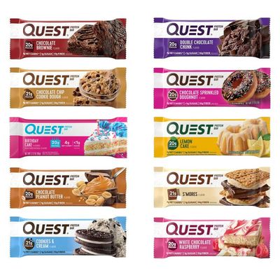 Quest Nutrition Protein Bars, Assorted 10 Flavor Variety Pack - High Protein, Low Carb, Gluten Free, Keto Friendly - 2.12 Oz Bars - 12 Count
