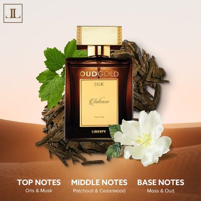 Liberty Premium Oud Luxury Seductive Long Lasting (3 days) OudGold Silk Intense Parfum for Men Women (100ml3.4Oz), Designed in France, Woody Notes