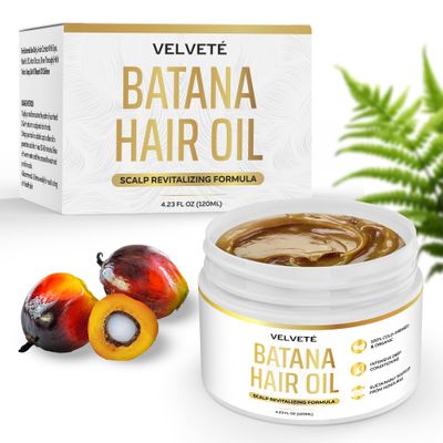 VELVET Premium Batana Oil for Hair Growth - 100 Organic, Unrefined and Raw - Dr. Sebi Natural Ingredients from Honduras - Promotes Thickness Strength - For Men and Women - 4.23Oz