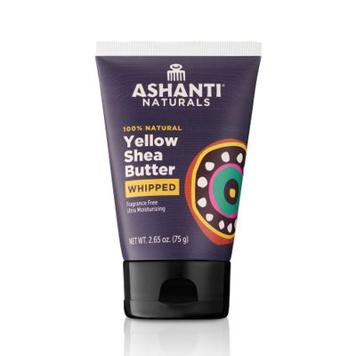 Ashanti Naturals Yellow Whipped Shea Butter 100 Natural African Shea Butter Moisturizing and Fragrance Free (2.65 oz Tube)