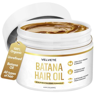 VELVET Premium Batana Oil for Hair Growth - 100 Organic, Unrefined and Raw - Dr. Sebi Natural Ingredients from Honduras - Promotes Thickness Strength - For Men and Women - 4.23Oz