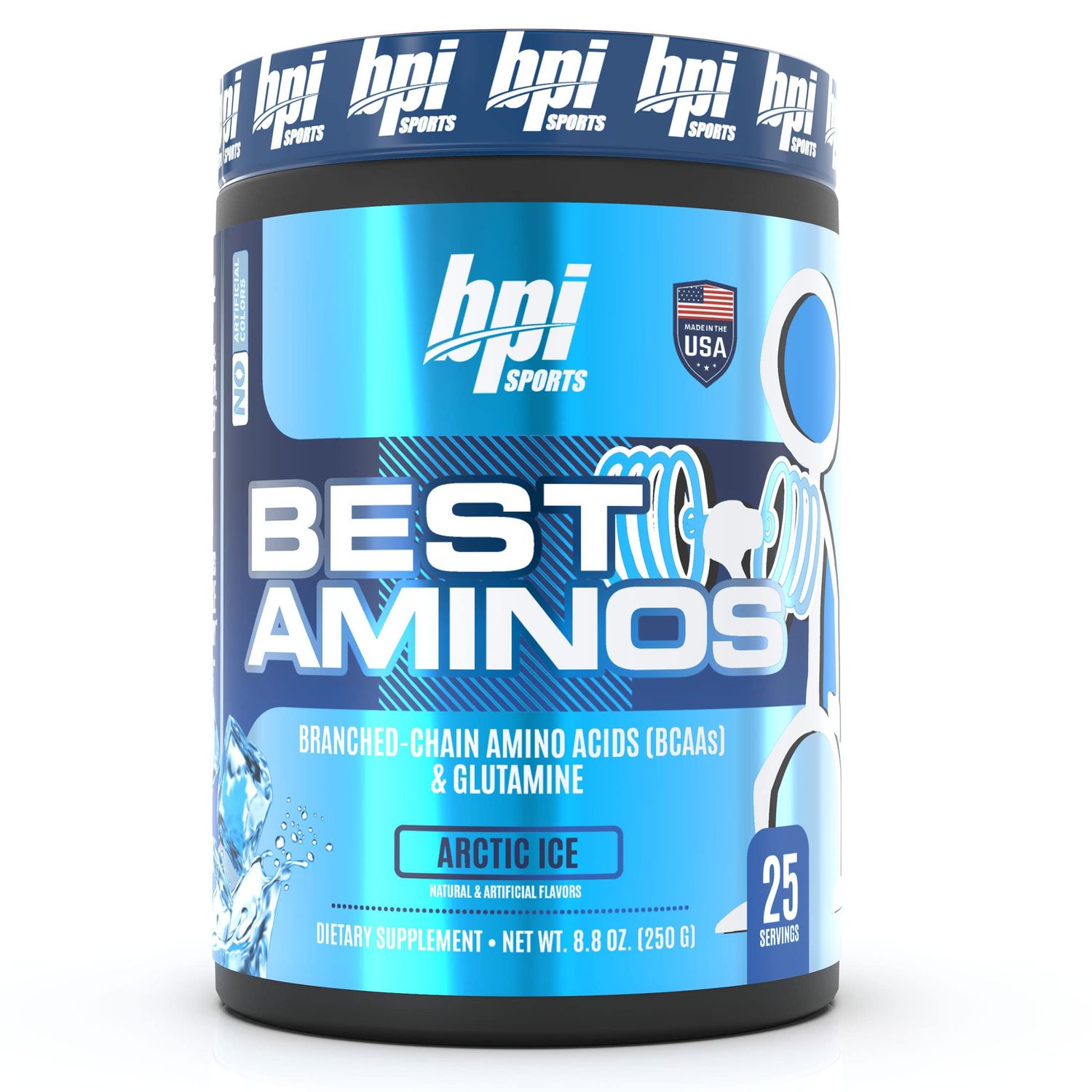 BPI Sports Best Aminos - BCAA Powder Post Workout Glutamine Recovery Drink with Branched Chain Amino Acids for Hydration Recovery, for Men Women - Arctic Ice - 25 Servings