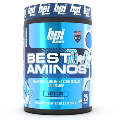 BPI Sports Best Aminos - BCAA Powder Post Workout Glutamine Recovery Drink with Branched Chain Amino Acids for Hydration Recovery, for Men Women - Arctic Ice - 25 Servings