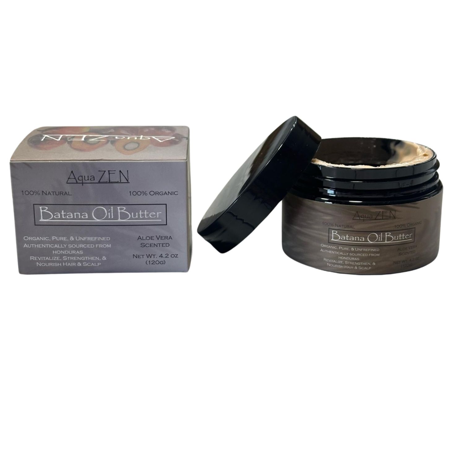 100 Raw Batana Oil Butter wAloe Vera Scent for Hair Growth Pure, Organic, Unrefined - Sourced from Honduras Dr Sebi Approved 4.2oz