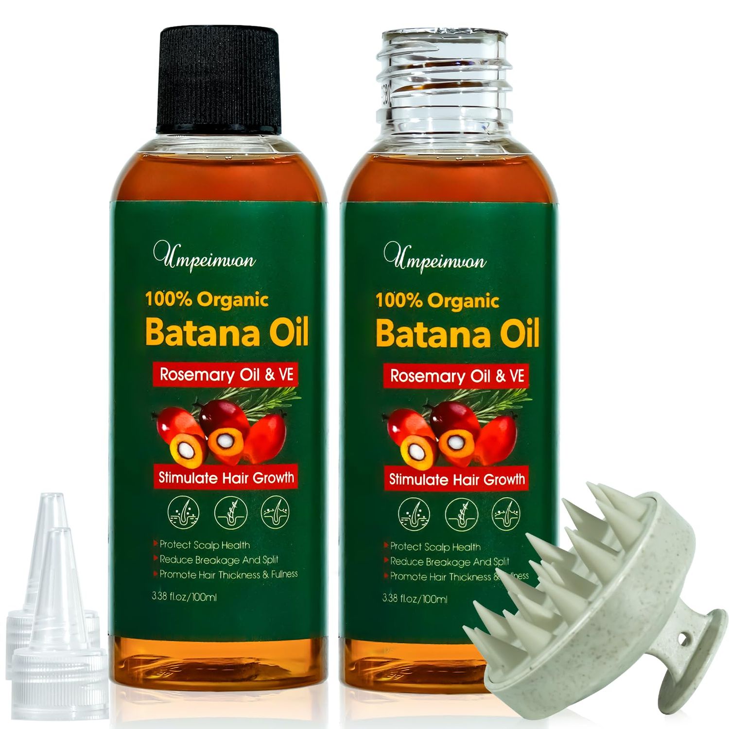 2 Pack Batana Oil Organic for Hair Growth, Botana Oil Hair Growth Rosemary Oil Vitamin E Blend Massager Boosting Hair Thickness, Nourish Scalp Hair, 6.76 fl.oz