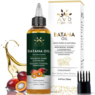 AVD ORGANICS Batana Oil for Hair Growth 4.05 fl oz Dr Sebi Organic Raw Batana Oil from Honduras 100 Pure Natural for thicker stronger Hair Ideal for Men Women 120ML