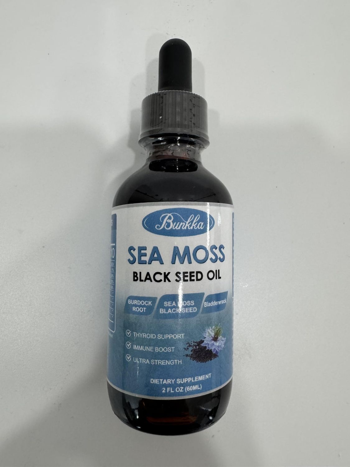 Bunkka (2 Pack) Sea Moss Black Seed Oil Drops with Burdock Root, Bladderwrack Vitamin C Vitamin D3, Irish Sea Moss Drop for Immune System, Gut, Skin Energy