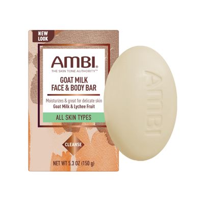 Ambi Goat Milk Face Body Bar, Moisturizing Formula for All Skin Types, Gentle Enough for Delicate Skin, Fragrance-Free, Hypoallergenic, Non-Comedogenic, Vegan, and Cruelty-Free, 5.3 Ounce