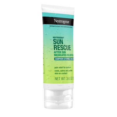 Neutrogena Sun Rescue After Sun Medicated Relief Gel with 0.45 Camphor External Analgesic for Cooling Soothing, Painful Sunburn Itch Relief, Fragrance-Free 3 Oz
