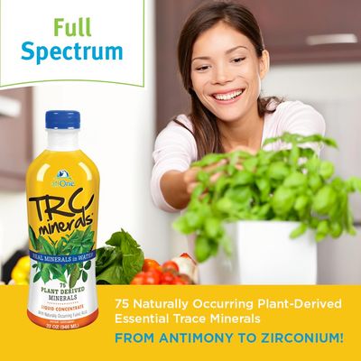 allOne TRC Minerals Liquid Unflavored Full Spectrum of 75 Plant-Derived Trace Minerals Electrolytes Per Ounce 32oz