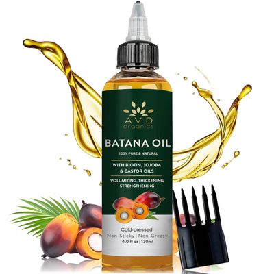 AVD ORGANICS Batana Oil for Hair Growth 4.05 fl oz Dr Sebi Organic Raw Batana Oil from Honduras 100 Pure Natural for thicker stronger Hair Ideal for Men Women 120ML
