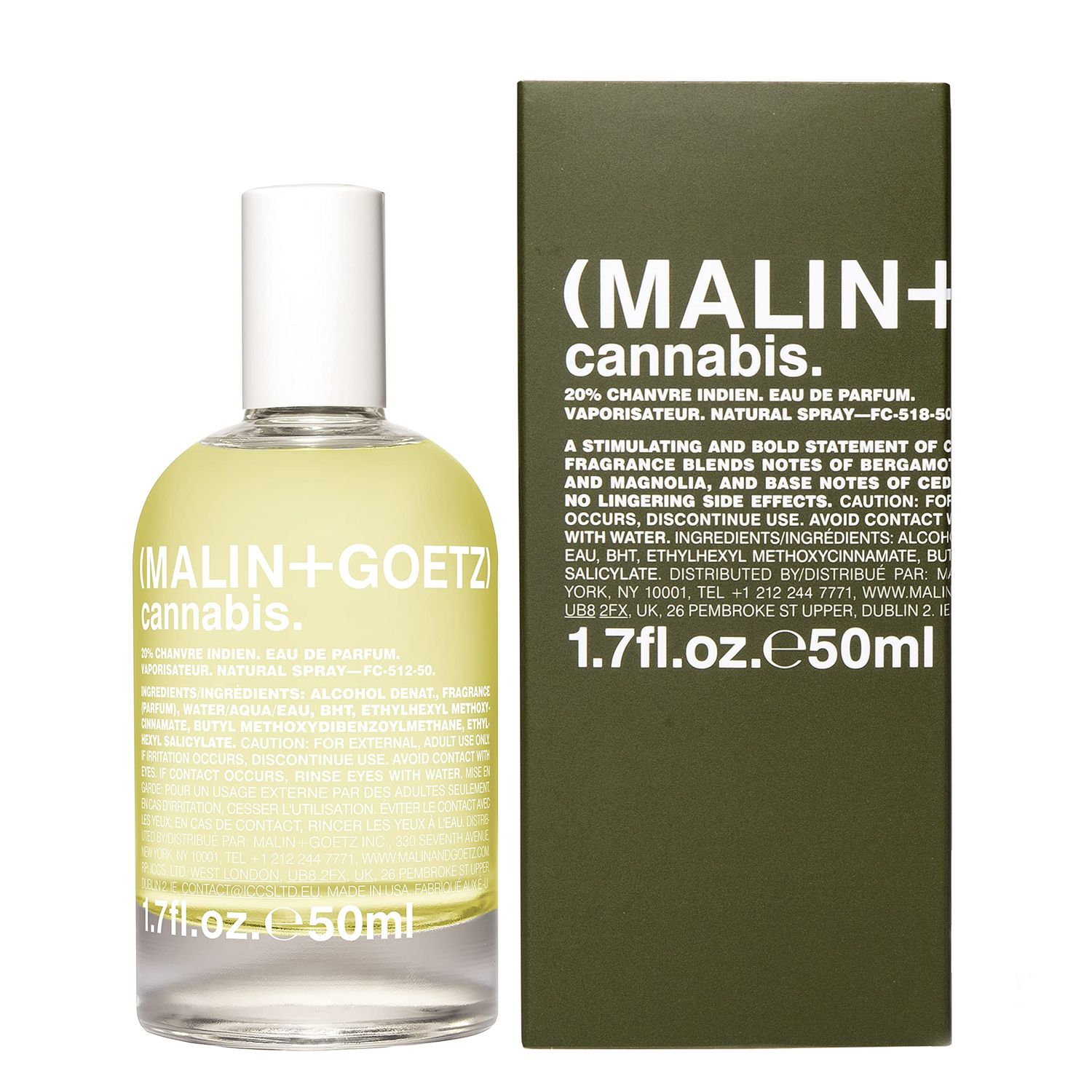 Malin Goetz Cannabis Eau de Parfum, 1.7 Fl. Oz. - Men Women&#39;s Perfume, Rich Earthy Fragrance, Scented Perfume, Lingering Smoky Scent, Vegan Cruelty Free