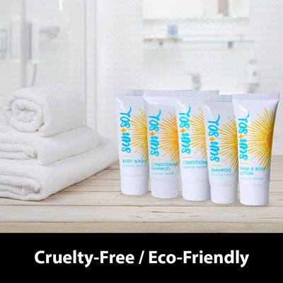 World Amenities - Sun Sol Bulk Cleansing 2 in 1 Shampoo Conditioner With Warm Coconut Vanilla Fragrances, Travel Size Toiletries, Mini Hotel Amenities, 0.7 oz, 300 Count