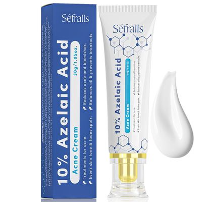 Sefralls 10 Azelaic Acid Acne Cream, Premium Azelaic Acid Facial Cream - Redness Relief For Face, Redness Reducing Skin Care, Prevents Acne Breakouts, Ease Pimple Clarify Skin Soothe Irritation,1 Oz