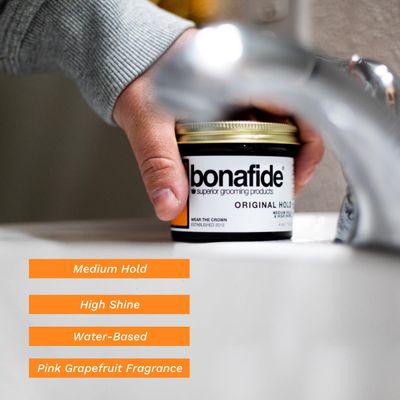 Bona Fide Pomade, Original Hold 4 oz. Medium Hold, High Shine, Water-Based Pomade, Non-Flaking Easy to Wash Out Formula, Pink Grapefruit Fragrance