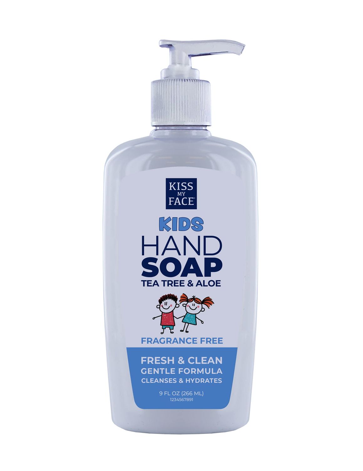 Kiss My Face Kids Hand Soap, Fragrance-Free, Cleanse And Hydrate Skin, Vegan Cruelty-Free, Easy To Use Hand Soap Pump, Suitable For Sensitive Skin, 9 Fl Oz Bottle