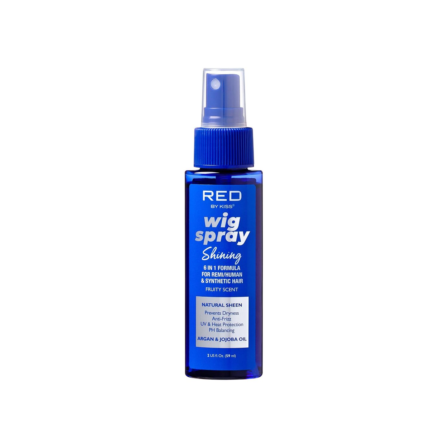 Red by Kiss Wig Spray, Extra Shine Detangling Control for Remy, Human, Synthetic Hair, UV Heat Protection, PH Balance Long-Lasting Fragrance (2oz, Sheen)